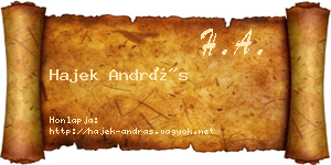 Hajek András névjegykártya